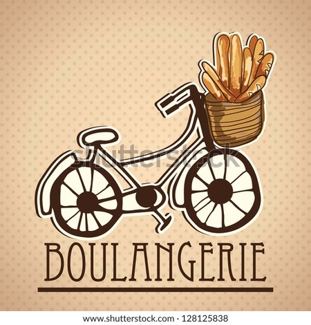 Delivery Service, of french bread (boulangerie). On vintage background