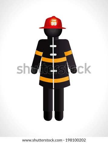 Firefighter design over white background, vector illustration