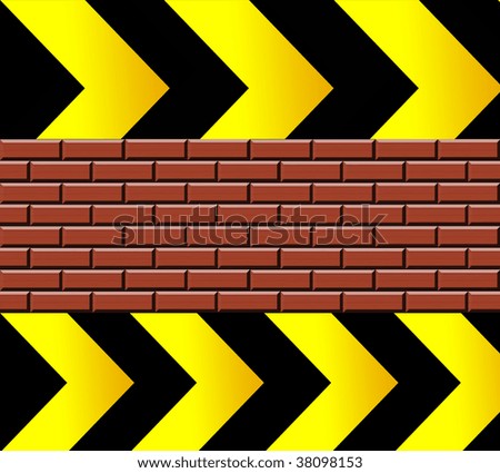 black  and yellow  arrows with bricks. abstract illustration