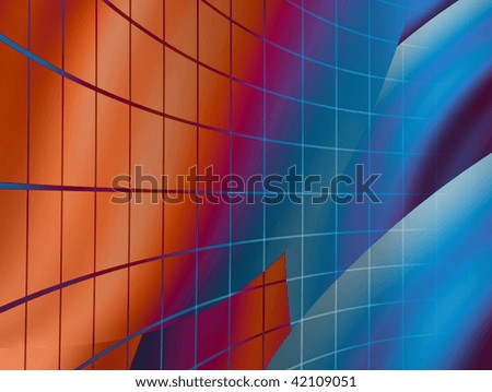 Red and blue abstract curves. Colors illustration