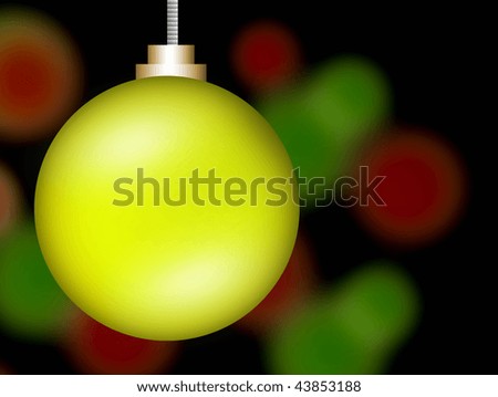 Green christmas sphere over light blur background