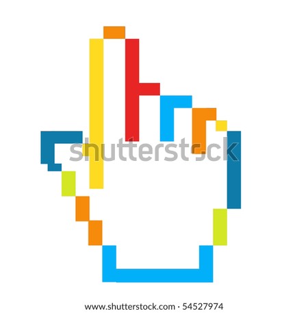 stock photo : Blue, green, orange and red hand computer mouse pointer