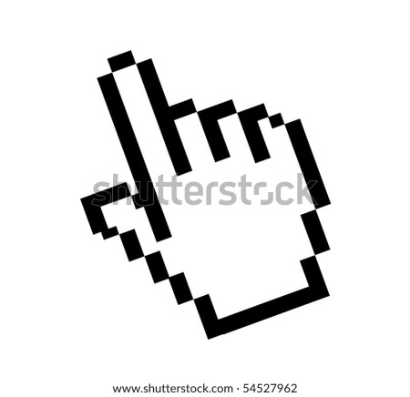 stock photo : Computer mouse pointer hand over white background.