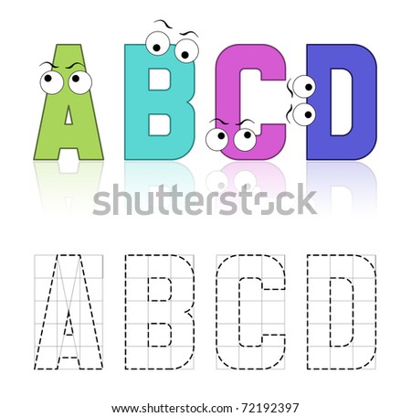 stock photo : colouring number and alphabet