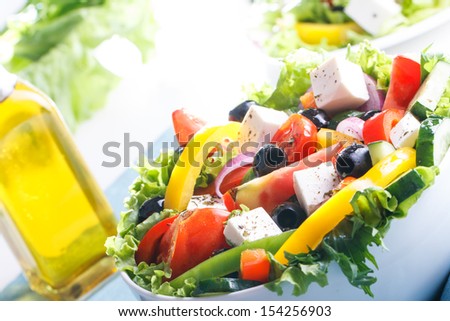 Fresh Vegetable salad (greek salad). Useful vitamin food.