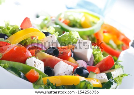 Fresh Vegetable salad (greek salad). Useful vitamin food.
