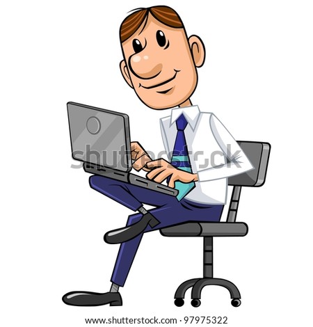 Cartoon Businessman With His Laptop. Stock Photo 97975322 : Shutterstock