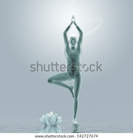 Yoga Meditation - Digital graphic compilation. Computer drawing elements.
