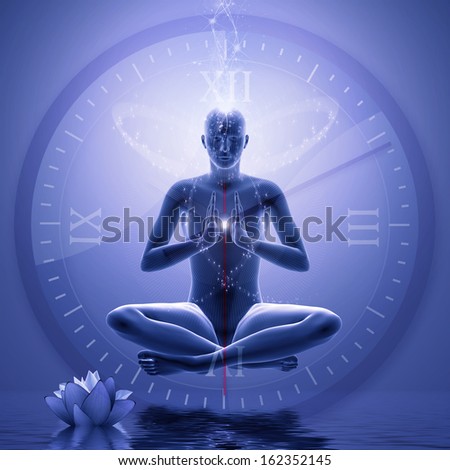 Stop The Time -  Power Yoga Meditation - Digital graphic compilation. Computer drawing elements.