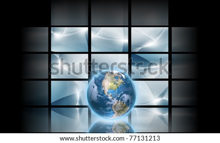 Digital space - Blue digital background with blue globe
