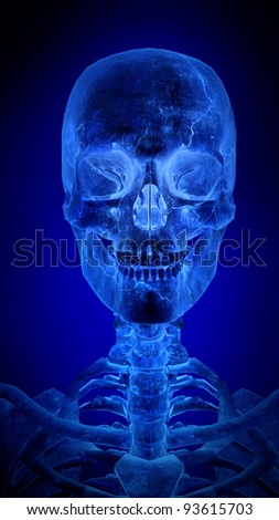 Blue  skull - Abstract blue digital background with high detail