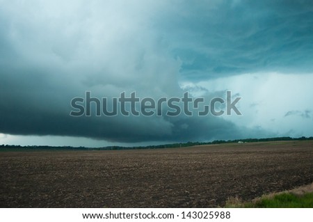 Shelf cloud during severe weather.