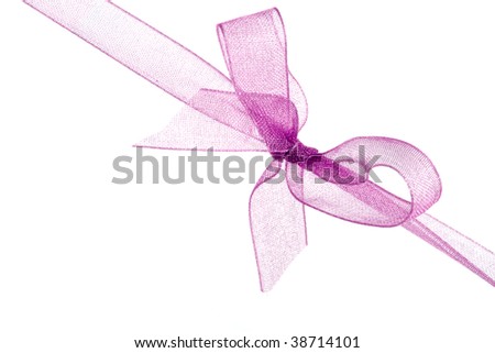 pink ribbon and bow isolated on white background