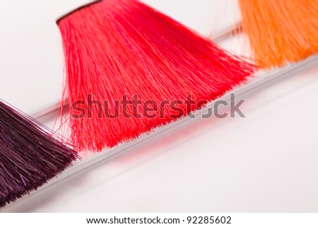 dyed locks of hair in palette