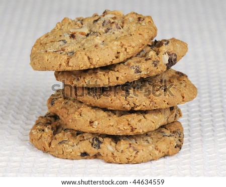 Stack of oatmeal and raisin cookies