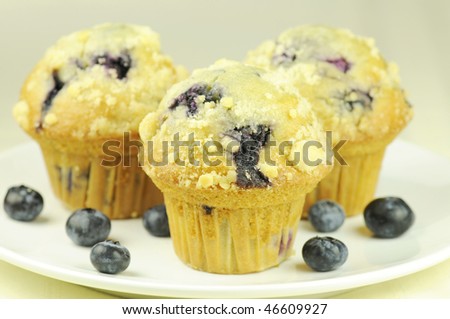 Blueberry muffins and blueberries on a plate