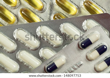 Capsules and pills packed