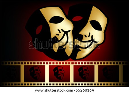 Tragedy And Comedy. stock vector : theatrical mask of tragedy and comedy vector