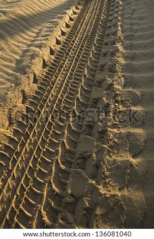 four wheel drive tracks in send on sand
