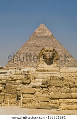 Great Sphinx, The Giza Necropolis is an archaeological site Several ancient monuments includes the three pyramids, the Great Sphinx, cemeteries, a workers\' village and an industrial complex