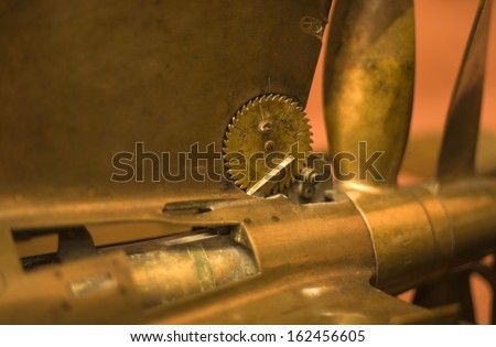 Details of old metal torpedo propeller and fuse