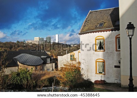 typical view of Luxembourg City with business buildings in the background