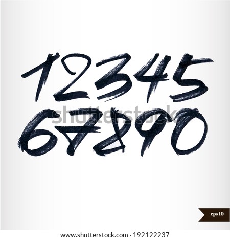Calligraphic watercolor numbers