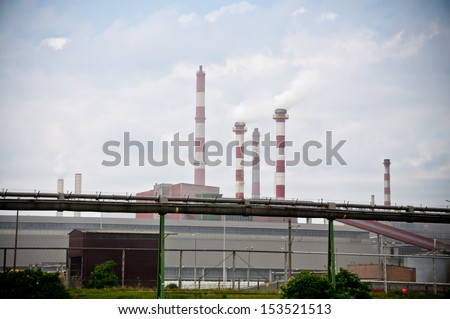chimneys in the large chemical factory
