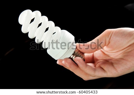 saving energy light bulb in hand