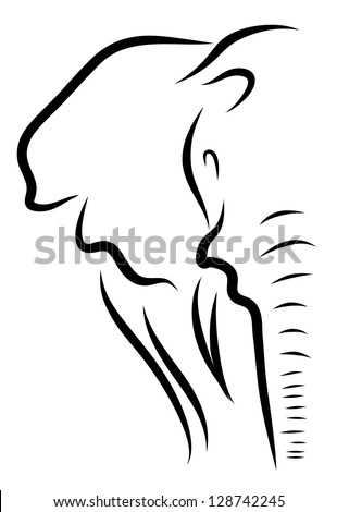 Elephant Line Art Stock Vector Illustration 128742245 : Shutterstock