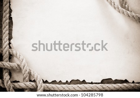 ship ropes on old vintage ancient paper parchment background texture