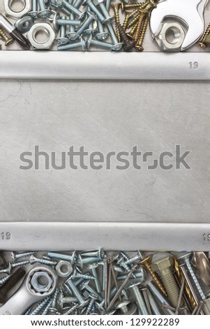 metal construction  hardware tool on metal texture