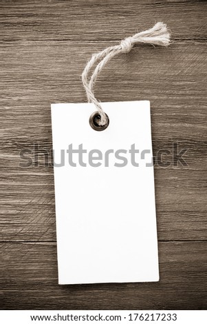 price tag label on wooden background