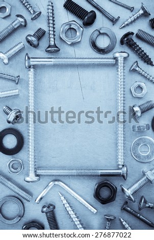 hardware tools at metal background texture