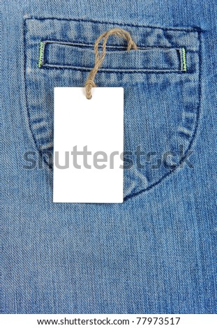 blue jeans and price tag label