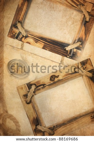 old paper vintage background with wood photo frame