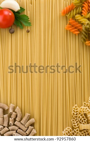 raw pasta and food ingredient as background
