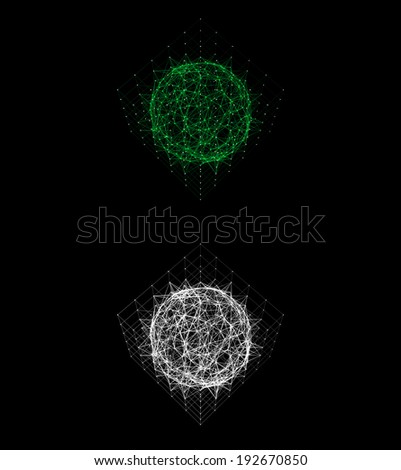 Cool abstract background with glowing green dots and lines