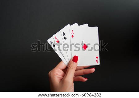 Four Aces in Woman's Hand