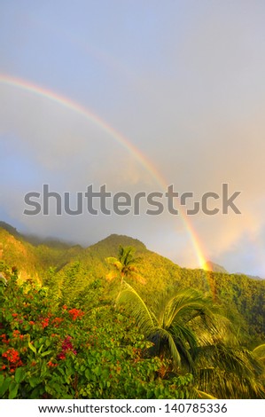 A rainbow after a tropical storm in the caribbean.