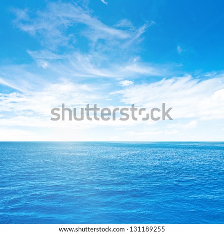 Cloudy sky and sea. Sea summer shot