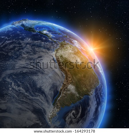 South America sunrise Elements of this image furnished by NASA South America sunrise Elements of this image furnished by NASA