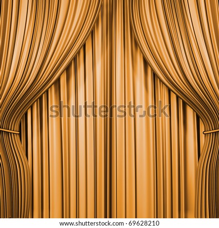 Gold curtain. 3d render image
