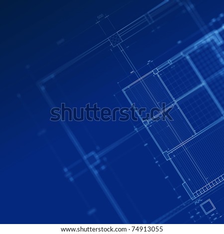 Concept. Interior construction on blue