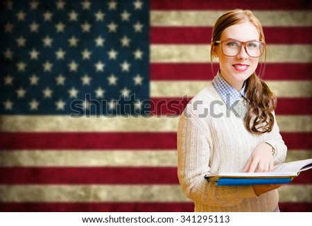 Young woman learning English