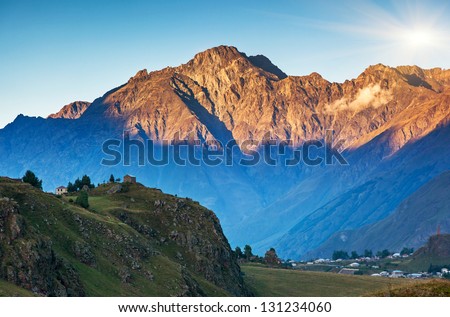 Beautiful landscapes with high mountains of Georgia, Europe. Caucasus mountains. Beauty world.