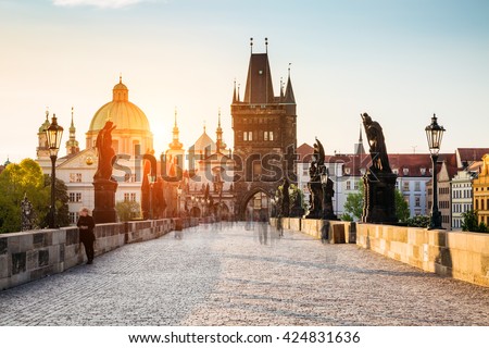Fantastic view of the Saint Francis of Assisi Church. Location famous place Charles Bridge (Karluv Most) and lesser town bridge tower on river Vltava. Prague, Czech Republic, Europe. Beauty world.