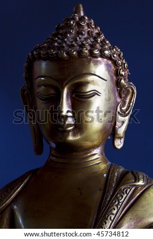 Portrait of bronze buddha statue.
