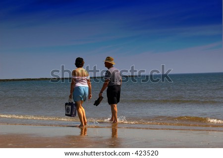 American tourists on a scottish beach