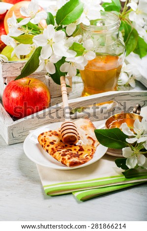Pancake with first apple honey